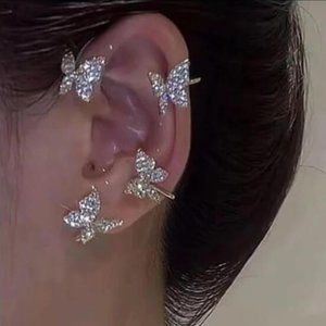 3/$30 Silver 1pc Rhinestone Butterfly Ear Cuff